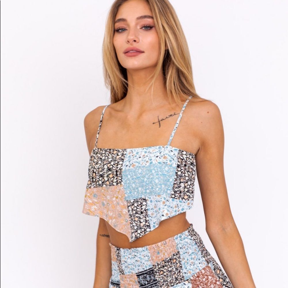 Patchwork scarf cami top